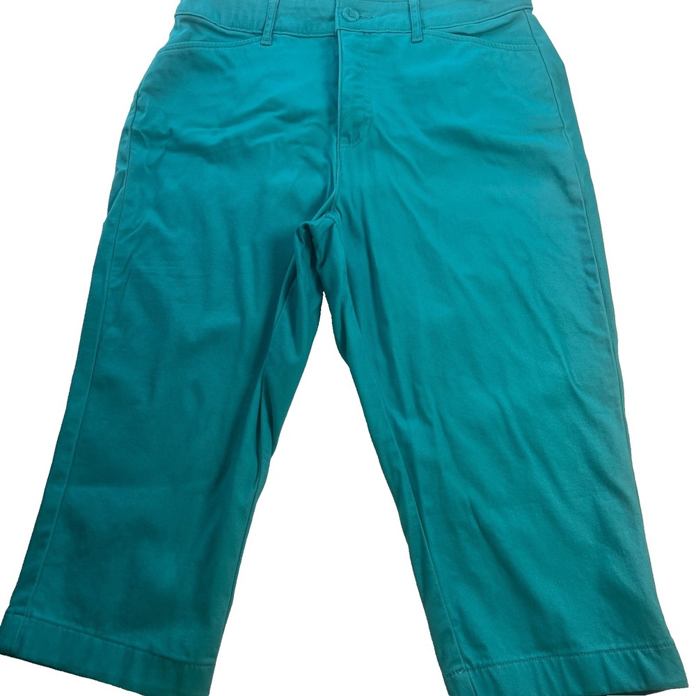 St John's Bay Women's Capri Pants Size 10 Teal Casual‎ Summer W30 L19